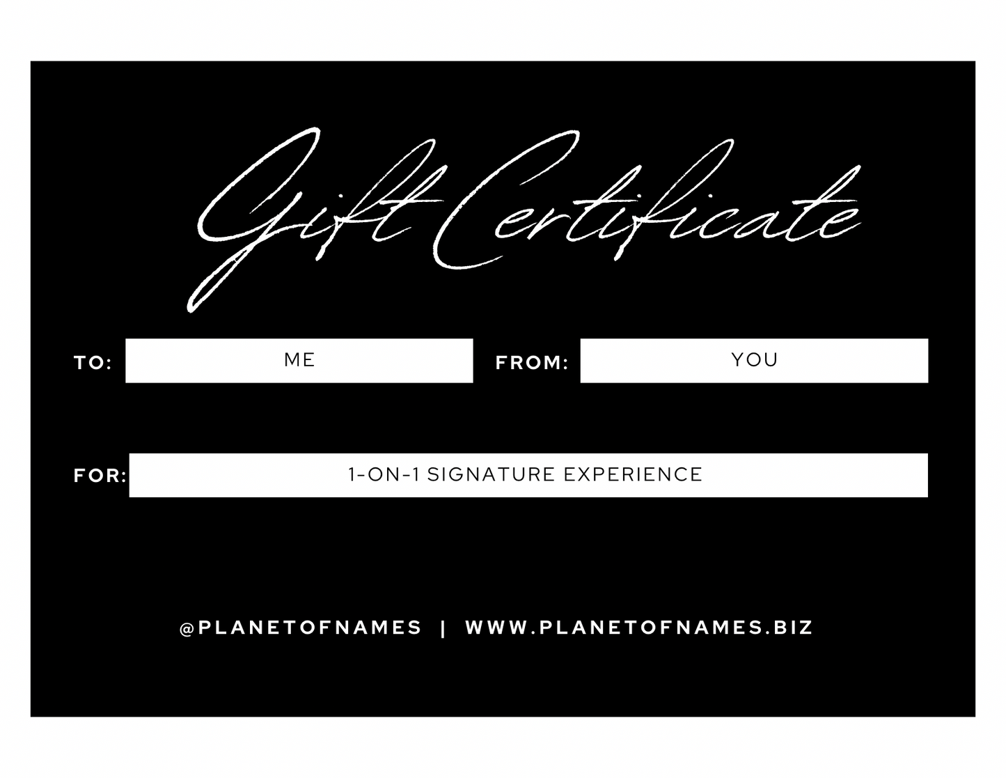 Gift Certificate: 1-on-1 Signature Experience